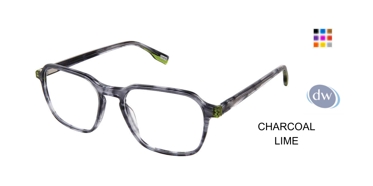 EVATIK E-9248 Eyeglasses Charcoal Lime
