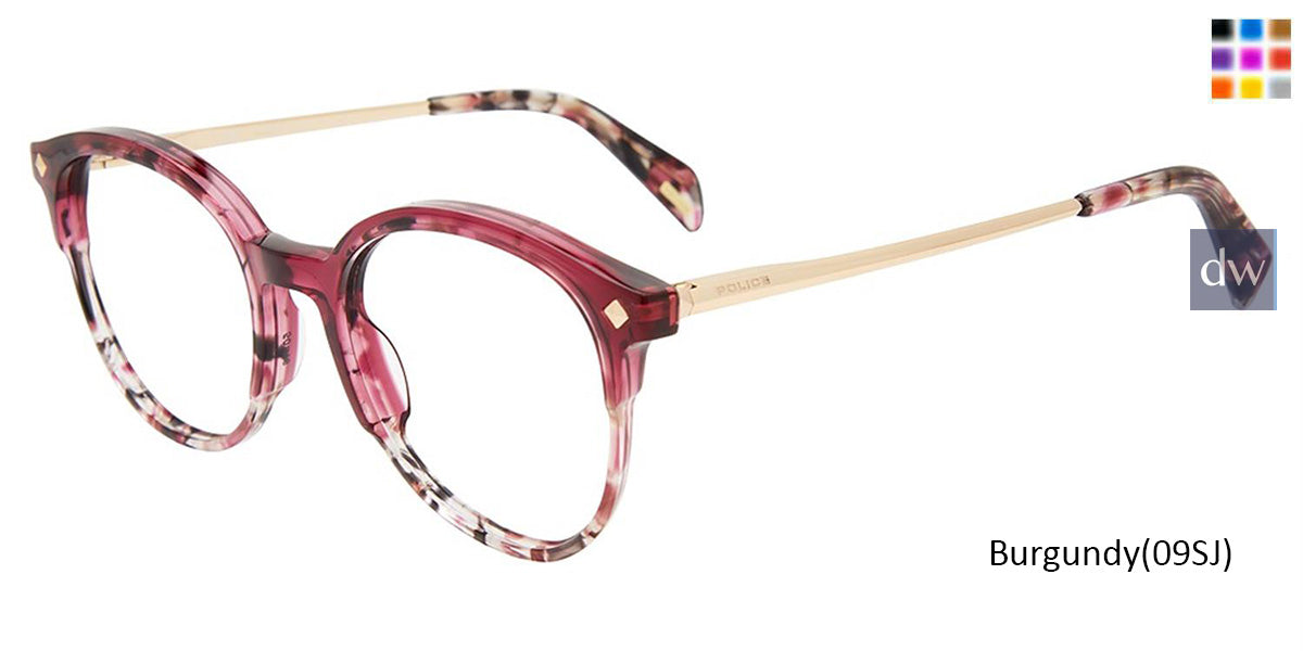 Burgundy (09SJ) Police VPLD25 Eyeglasses.