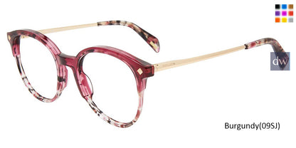Burgundy (09SJ) Police VPLD25 Eyeglasses.