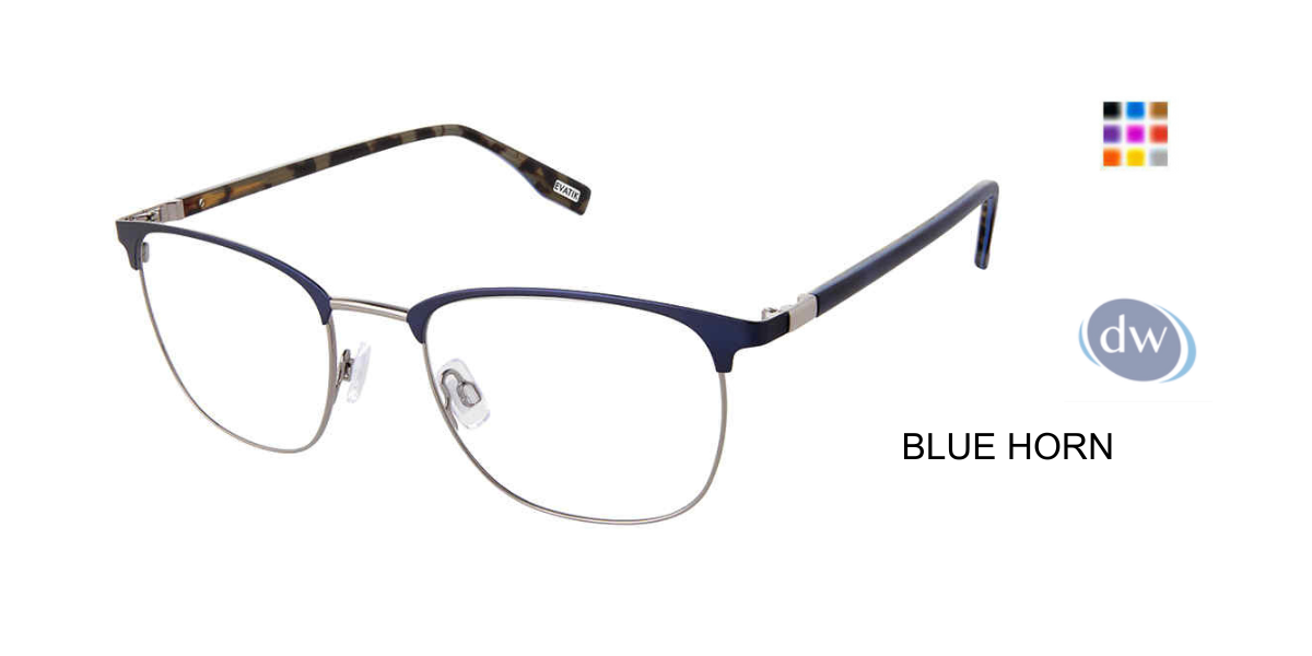EVATIK E-9255 Eyeglasses Blue Horn