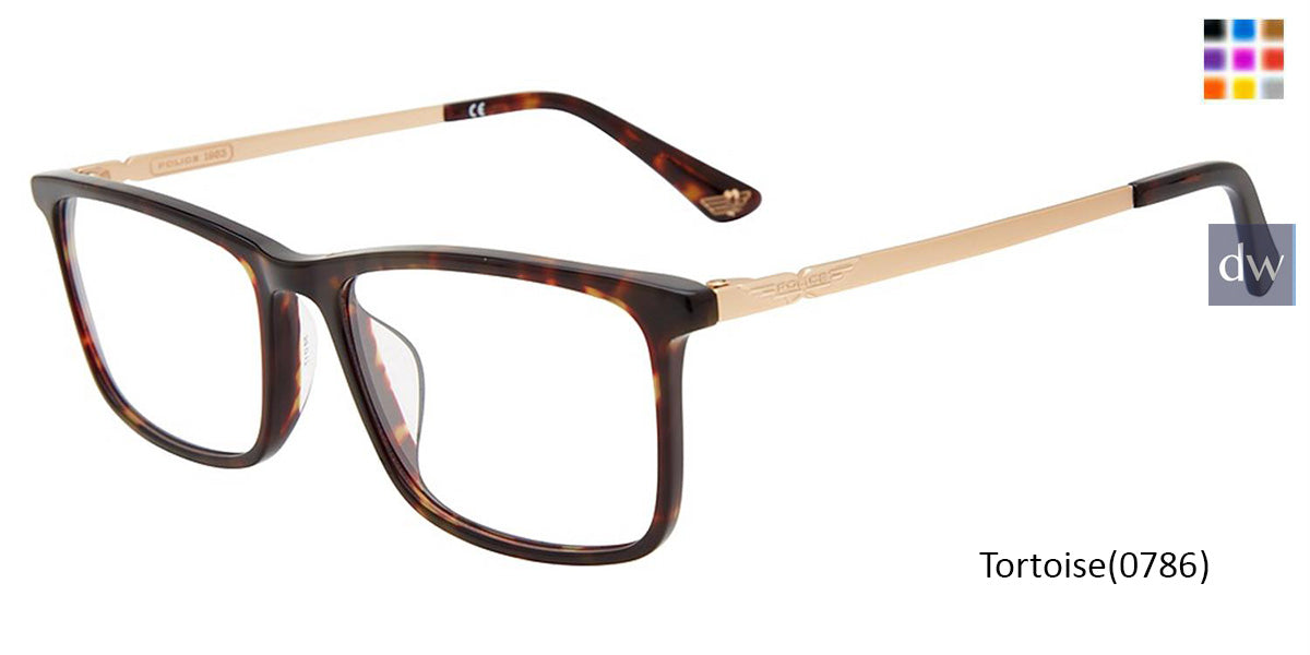 Tortoise (0786) Police VPLB75 Eyeglasses.