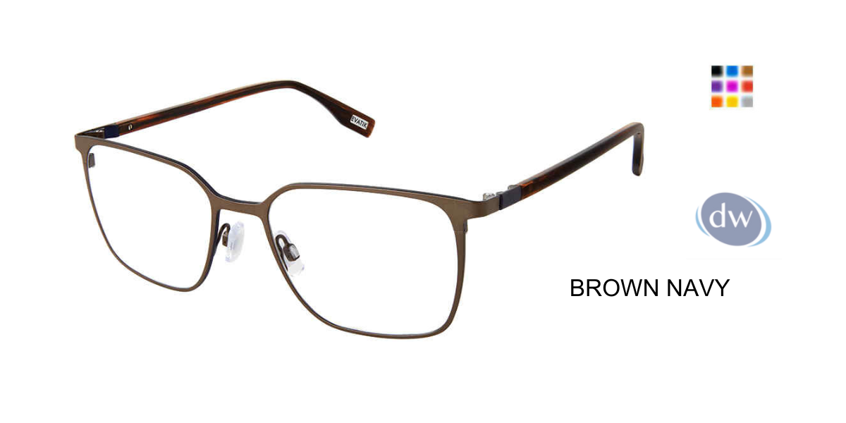 EVATIK E-9263 Eyeglasses BROWN NAVY