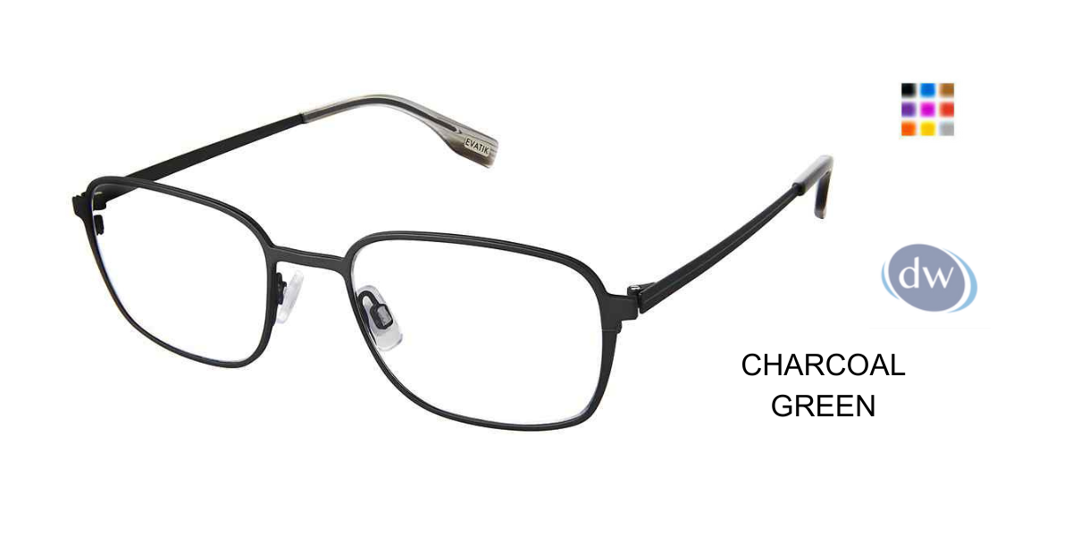 EVATIK E-9246 Eyeglasses CHARCOAL GREEN