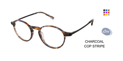 EVATIK E-9260 Eyeglasses Charcoal Cop Stripe