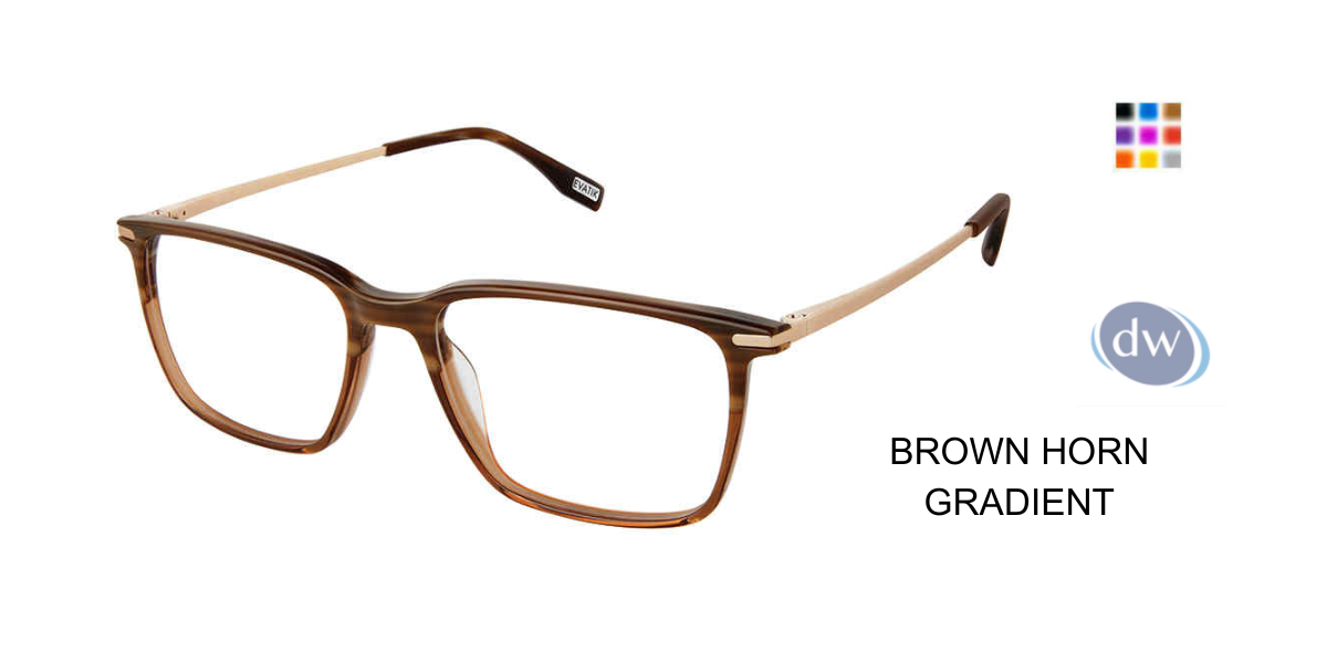 EVATIK E-9259 Eyeglasses BROWN HORN GRADIENT