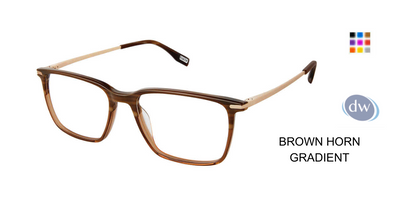 EVATIK E-9259 Eyeglasses BROWN HORN GRADIENT