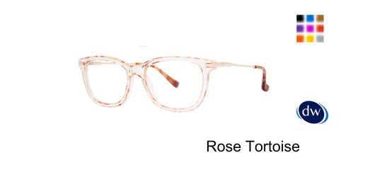 Rose Tortoise:
Kensie Ironic Square Eyeglasses in Rose Tortoise — women's soft square acetate frame
