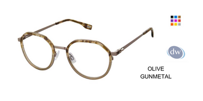 EVATIK E-9232 Eyeglasses OLIVE GUNMETAL
