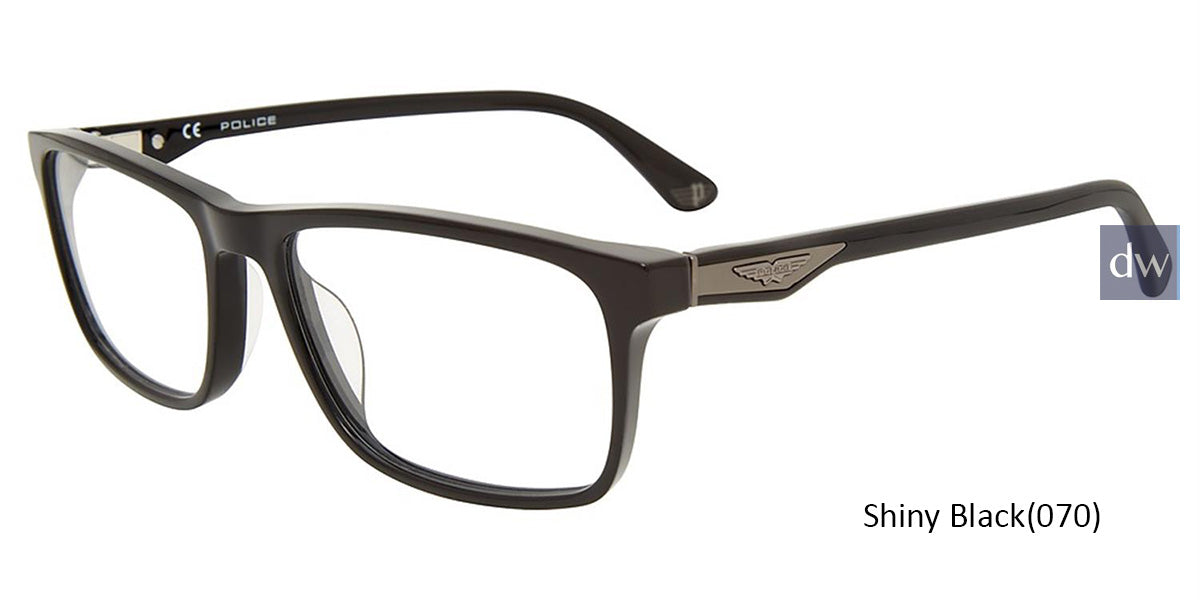 Shiny Black (070) Police VPLB56 Eyeglasses.