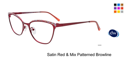Satin Red Mix Patterned Browline