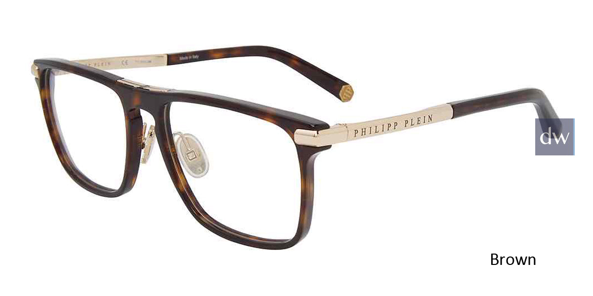 Brown Philipp Plein VPP019M Eyeglasses.