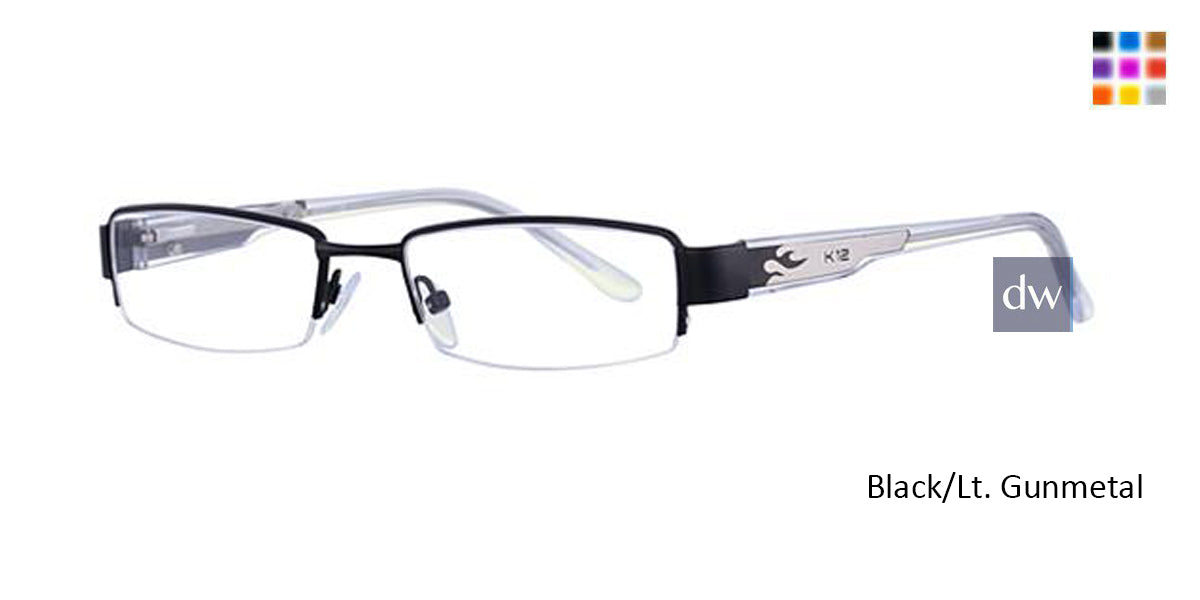Black/Lt. Gunmetal K12 4041 Eyeglasses - Teenager