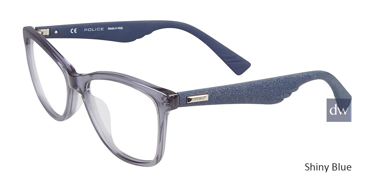 Shiny Blue Police VPL414 Eyeglasses.