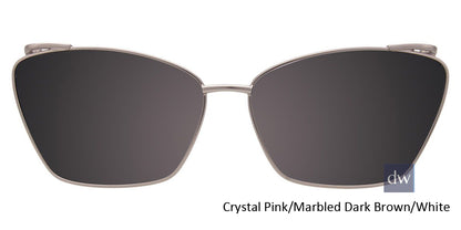 Crystal Pink Marbled Dark Brown White Clip-On