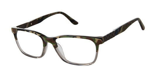 Khaki Camo:
Zuma Rock ZR021 Rectangle Eyeglasses in Khaki Camo — men's cellulose acetate front metal temple frame
