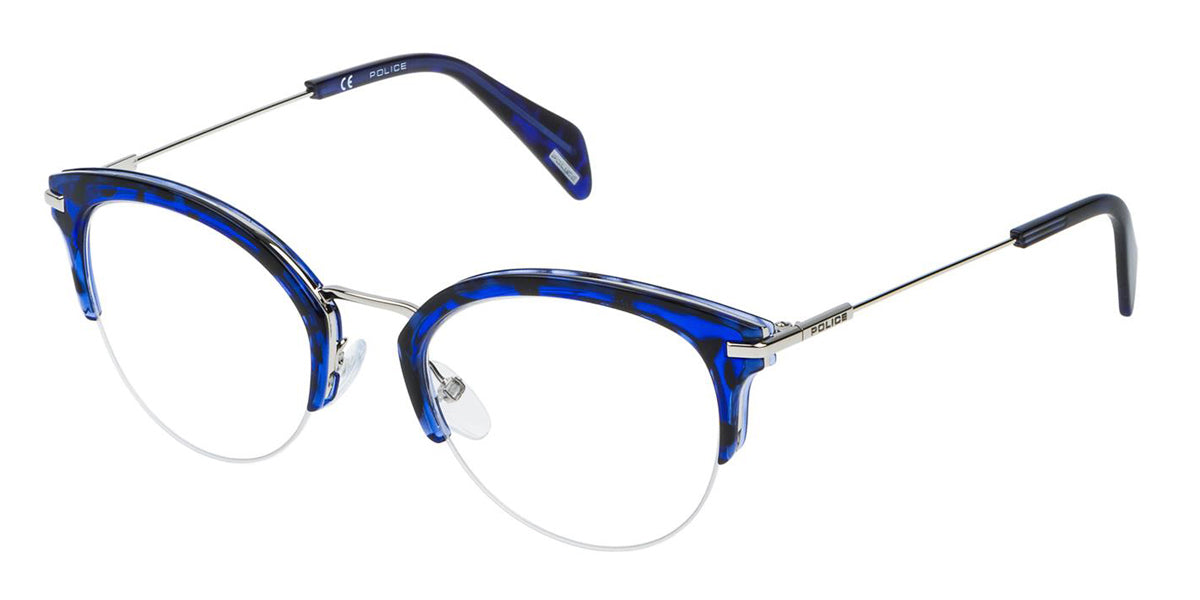 Shiny Blue Havana Police VPL418 Eyeglasses.
