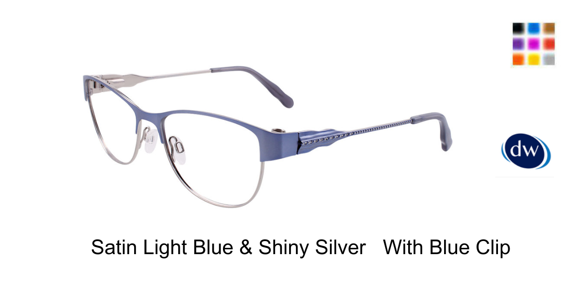 Satin Light Blue & Shiny Silver   With Blue Clip