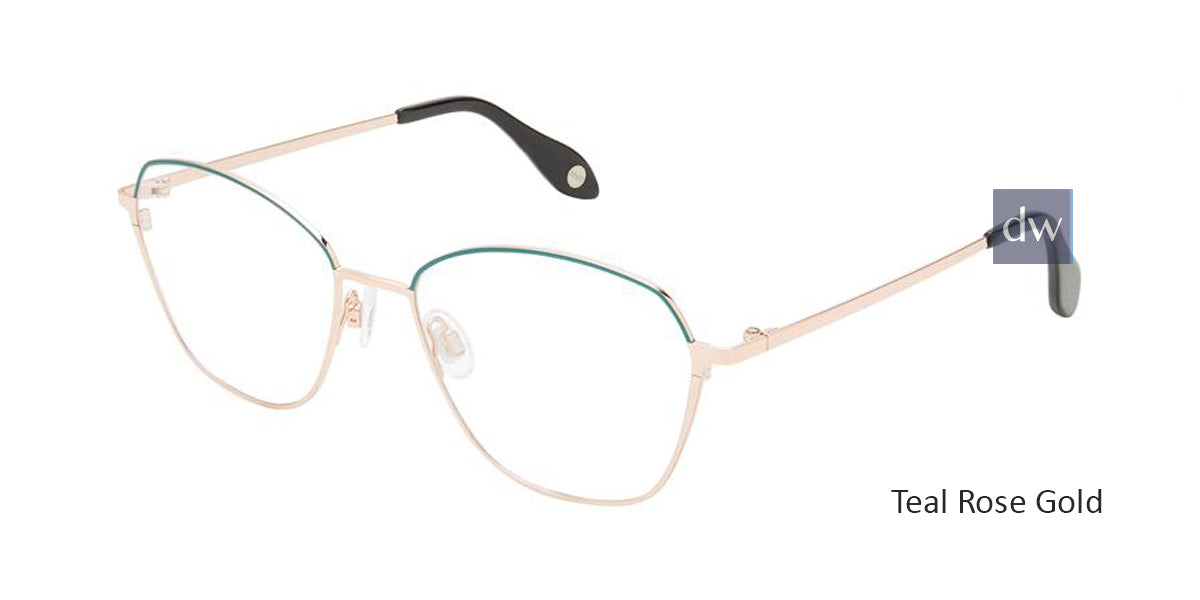 Teal Rose Gold Fysh 3653 Eyeglasses.