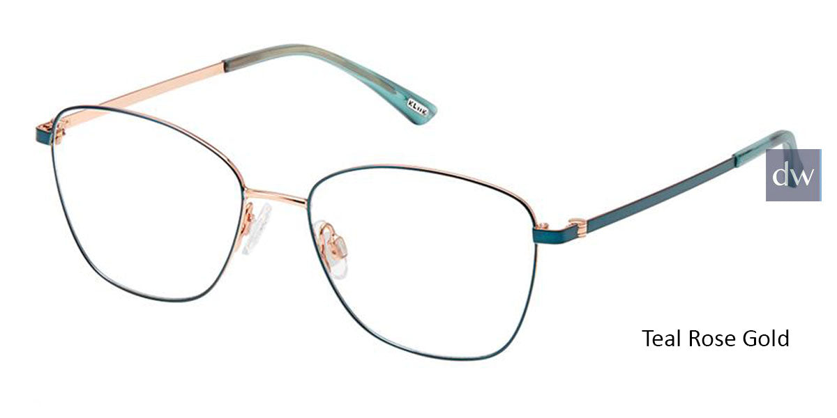 Teal Rose Gold Kliik Denmark K-721 Eyeglasses - Teenager