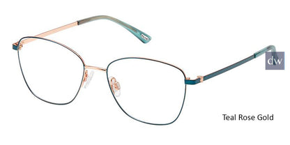 Teal Rose Gold Kliik Denmark K-721 Eyeglasses - Teenager