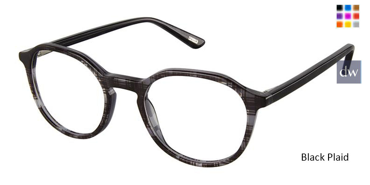 Black Plaid Kliik Denmark K-725 Eyeglasses - Teenager