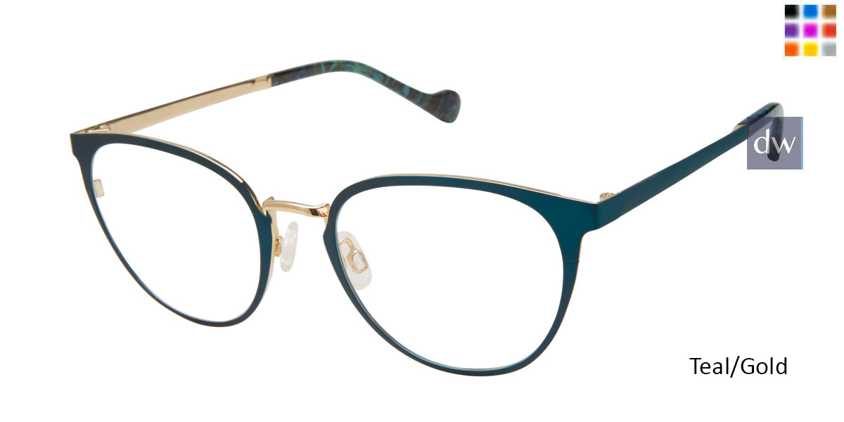 Teal/Gold Mini 742005 Eyeglasses.