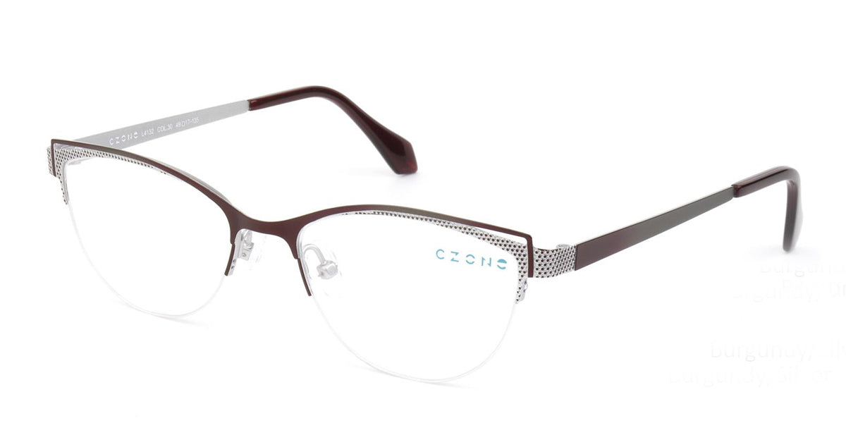Burgundy/Silver C-Zone L4132 Eyeglasses - Teenager