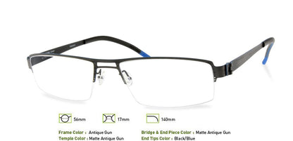 Antique Gunmetal Free-Form FFA903 Eyeglasses.