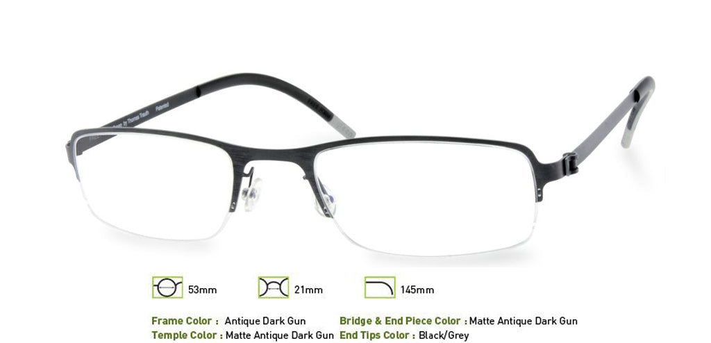Antique Dark Gunmetal Free-Form FFA904 Eyeglasses.