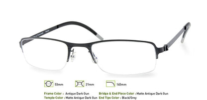 Antique Dark Gunmetal Free-Form FFA904 Eyeglasses.