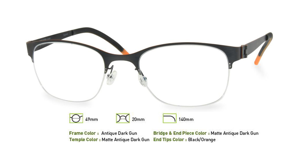 Antique Dark Gunmetal Free-Form FFA907 Eyeglasses - Teenager