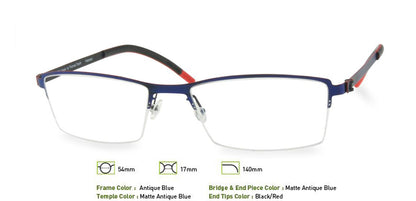 Antique Blue Free-Form FFA908 Eyeglasses.