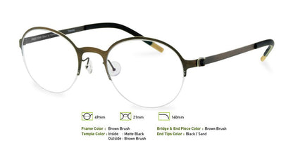 Brown Brush Free-Form FFA915 Eyeglasses.