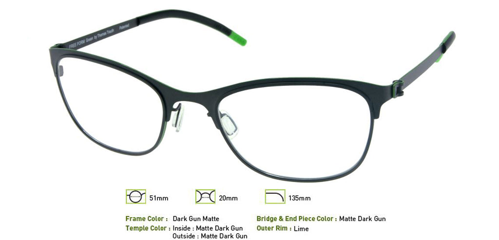 Matte Dark Gunmetal Free-Form FFA922 Eyeglasses