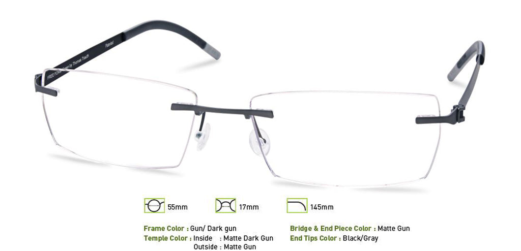 Gunmetal/ Dark Gunmetal Free-Form FFA955 Eyeglasses