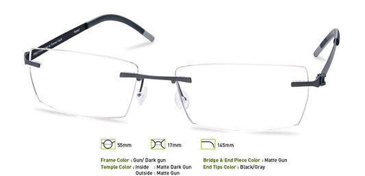 Gunmetal/ Dark Gunmetal Free-Form FFA955 Eyeglasses