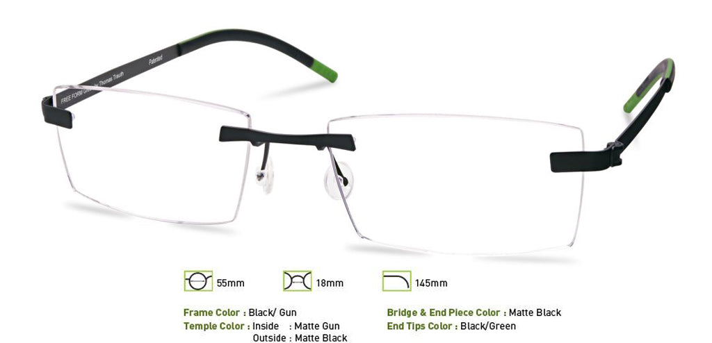 Black/Gunmetal Free-Form FFA956 Eyeglasses