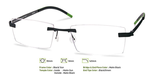 Black/Gunmetal Free-Form FFA956 Eyeglasses