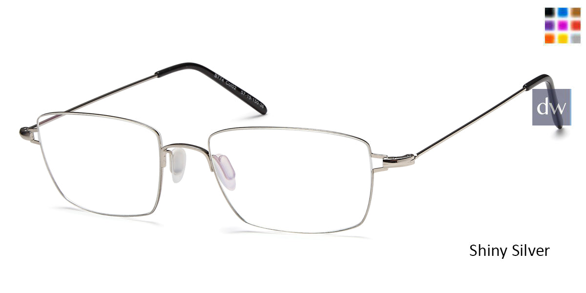 Shiny Silver Capri BIGGU B774 Eyeglasses.