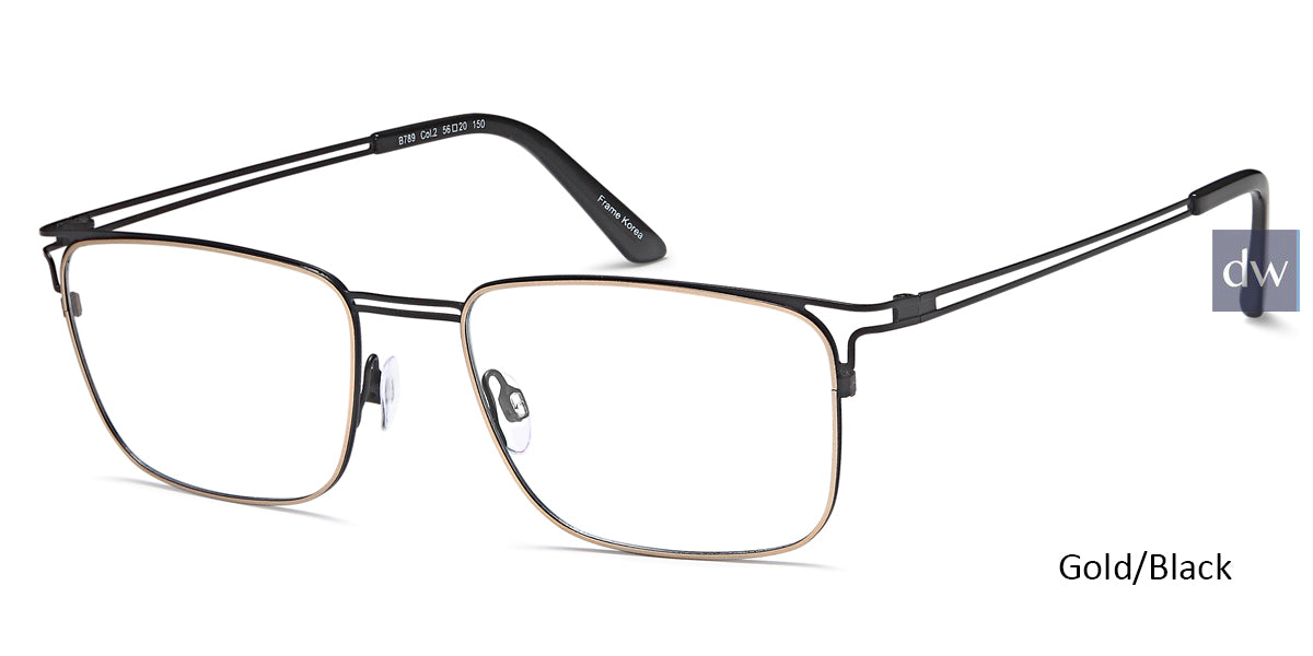 Gold/Black BIGGU B789 Eyeglasses.