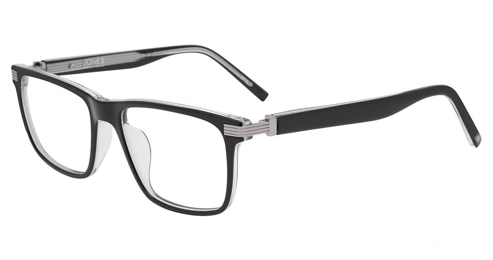 Jones New York VJOM570 men's square plastic eyeglasses in Black.