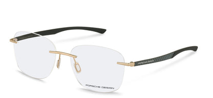 Black Gold:
Porsche Design P8774 Eyeglasses in Black Gold — men's rimless hinge-free frame
