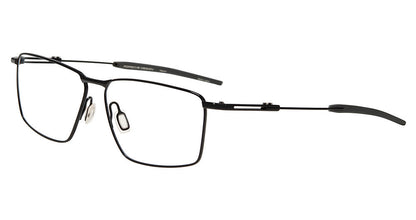 Porsche Design P81007 men's square full-rim eyeglasses in Black Grey, with thin black rims, slim black temples and gray curved tips.

