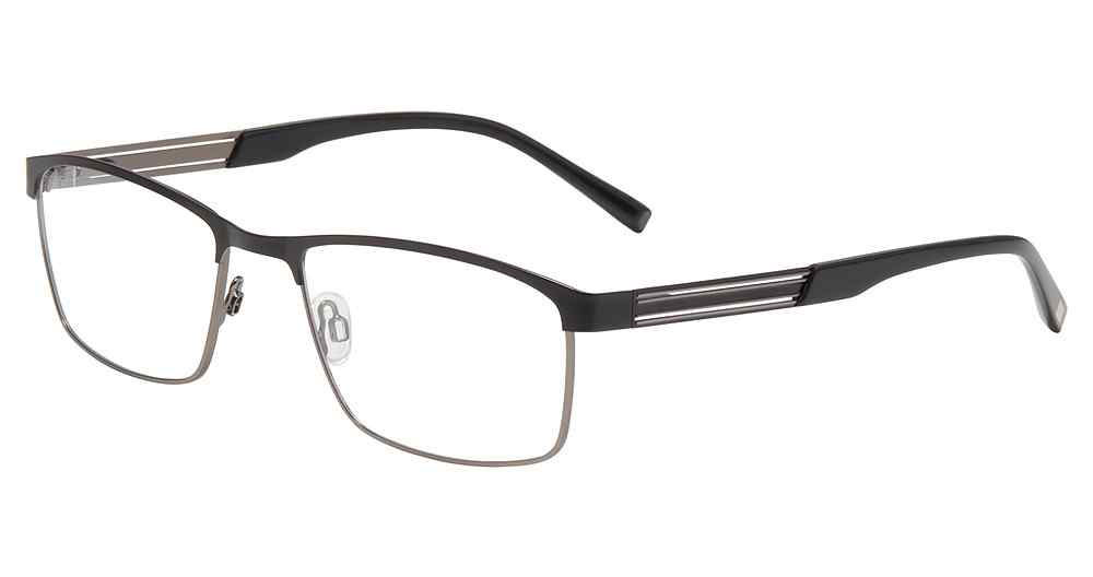“Jones New York J366 men's rectangle metal eyeglasses in Black Gunmetal — adjustable nose pads.”