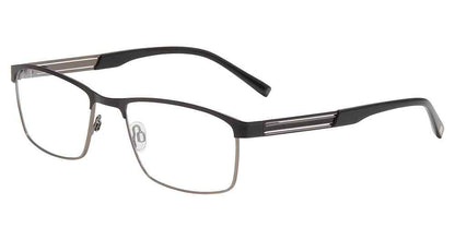 “Jones New York J366 men's rectangle metal eyeglasses in Black Gunmetal — adjustable nose pads.”