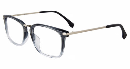 Gap VGP026 men's geometric plastic eyeglasses in Black Silver with a dark-to-clear full-rim front, silver-tone temples, and black temple tips.