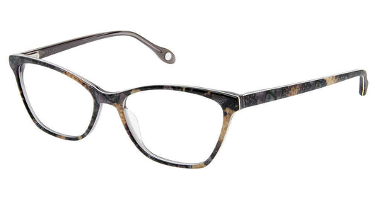 FYSH F-3684 Modified Cat Eye Eyeglasses in Black Snake — women's full acetate frame with spring hinges and saddle bridge
