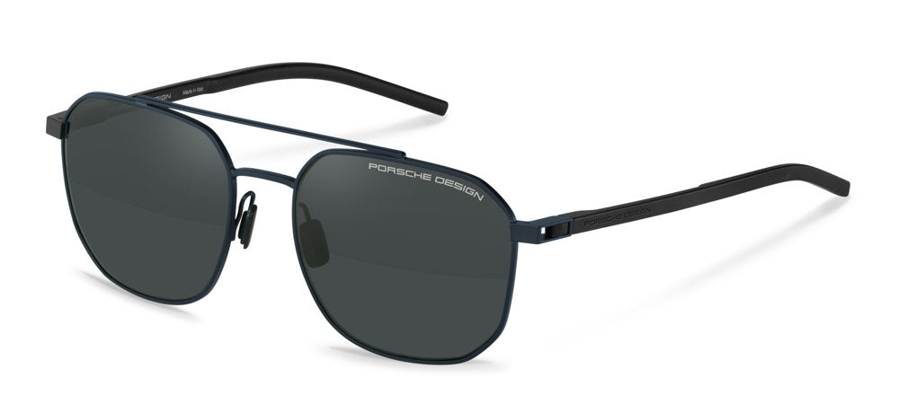 Porsche Design P8988 men's full-rim navigator sunglasses in Black W Smoke, with dark lenses, a double bridge and slim black temples.

