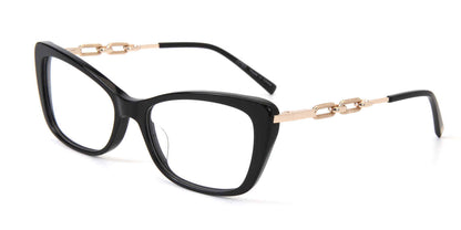Jones New York VJON795 Cat Eye Eyeglasses in Black — women's full acetate front with metal temples
