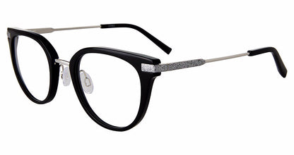Jones New York VJON789 Modified Oval Eyeglasses in Black — women's full acetate frame
